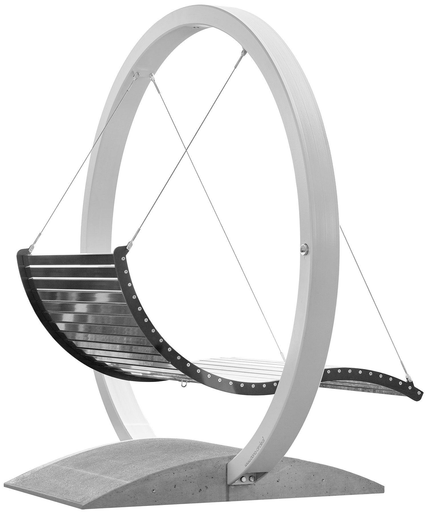 oona circle Schwebeliege – Detailansicht mit Materialien und Konstruktion